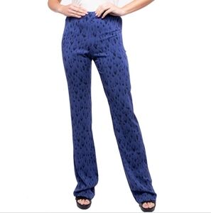 Rebecca Taylor Blue Leopard Silk Pant Size 0